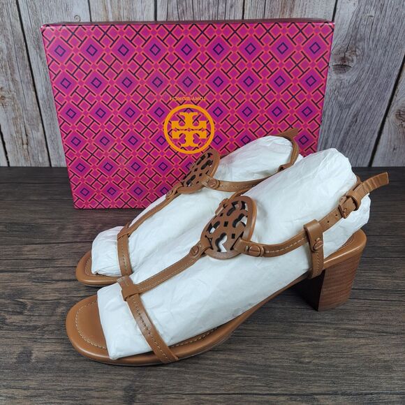 Tory Burch Shoes - Tory Burch Miller 55mm Strappy Sandals Veg Nappa Women's Sz 9.5 M Royal Tan NIB